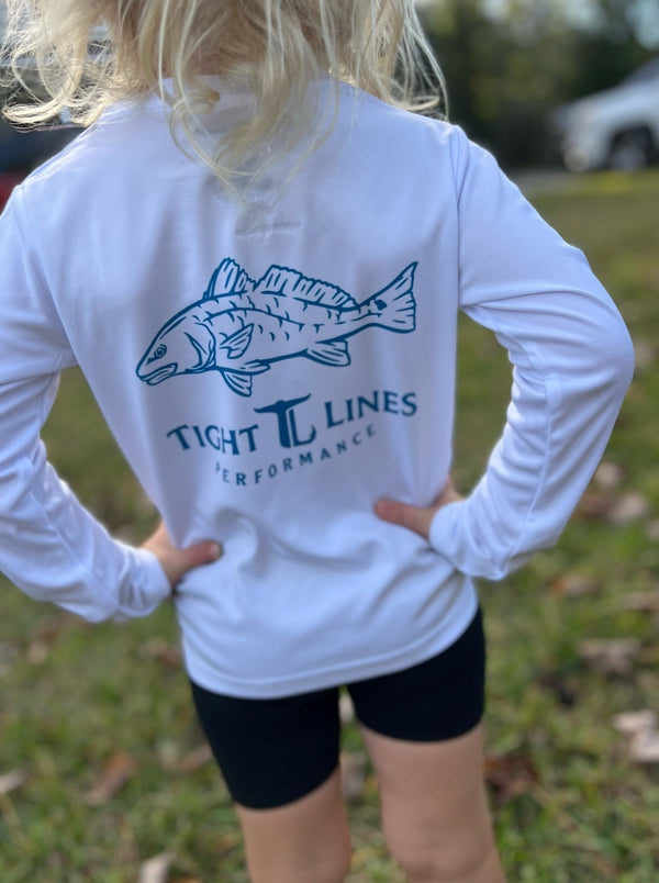 Red Drum Performance Long Sleeve Toddler - White / Teal