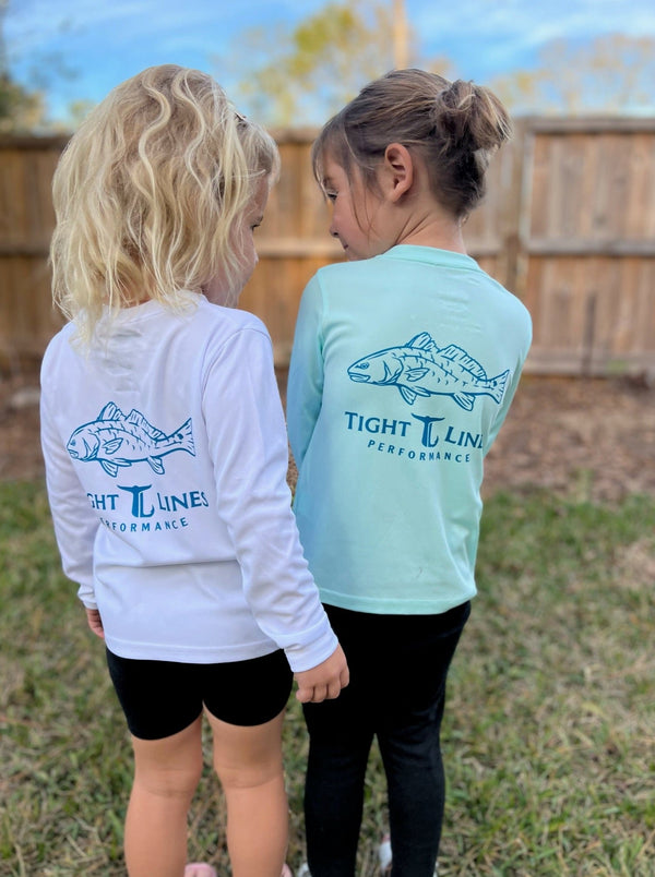 Red Drum Performance Long Sleeve Toddler - White / Teal
